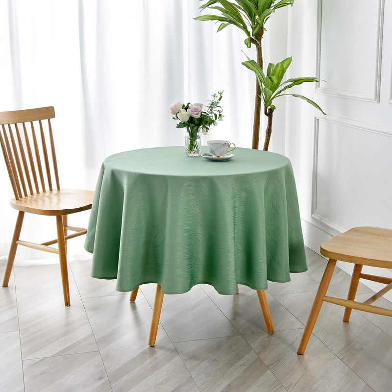 maxmill Round Jacquard Tablecloths Swirl Design Spillproof Wrinkle Free Heavy Weight Soft Table Cloth for Circular Table Cover of Buffet Banquet Parties Holiday Dinner Round 90 Inch Sage Green - Image 2